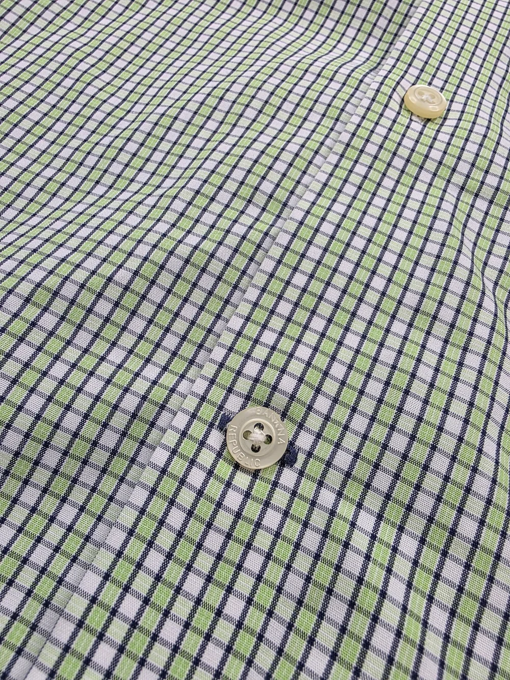 Banana Republic Slim Fit Non-Iron 2 Button Cuff Dress Shirt Size XL Green White